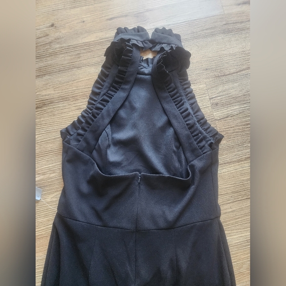 Size 16 Xscape Black High-Neck Ruffle-Hem Evening Gown. - Picture 4 of 5